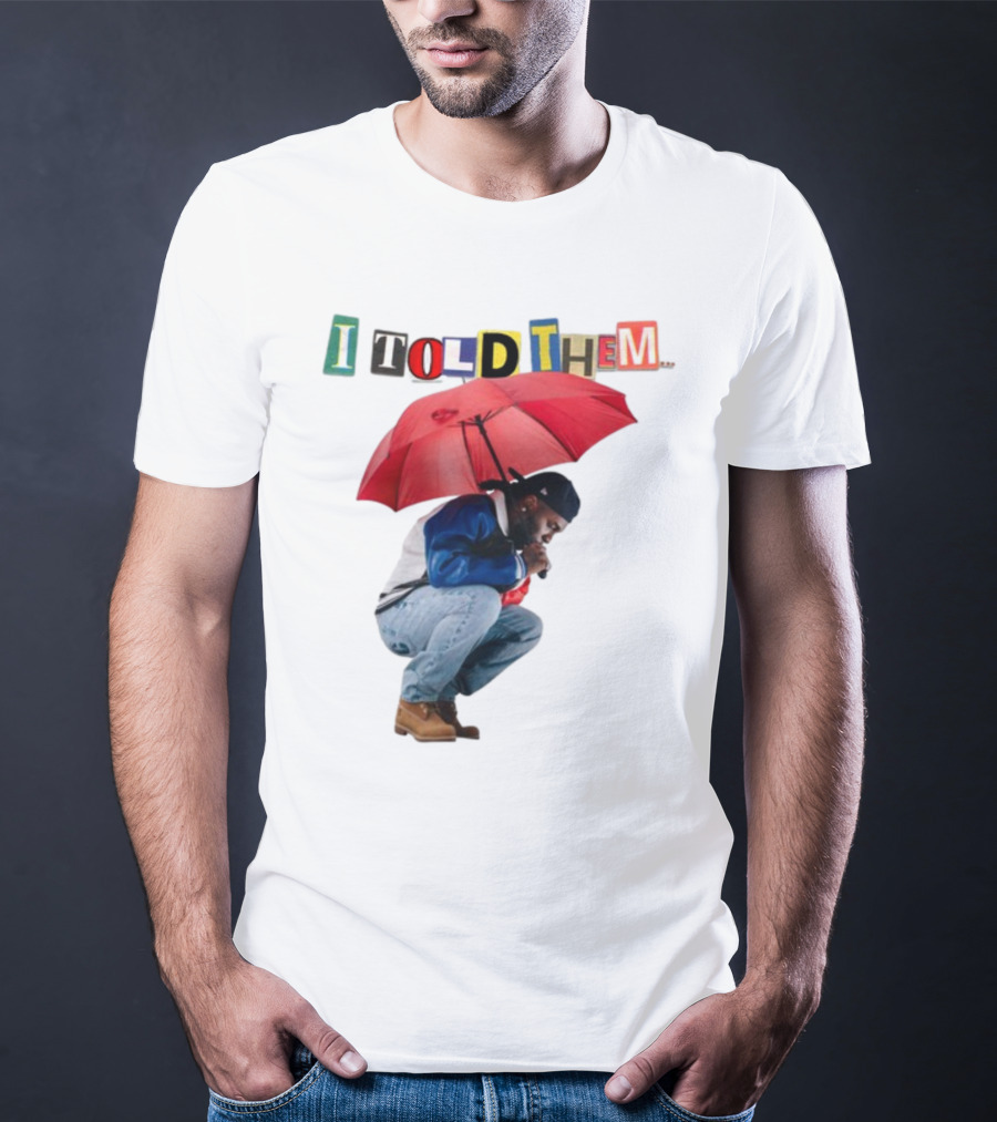 I Told Them Burna Boy Red Umbrella Crouching Pose T-Shirt