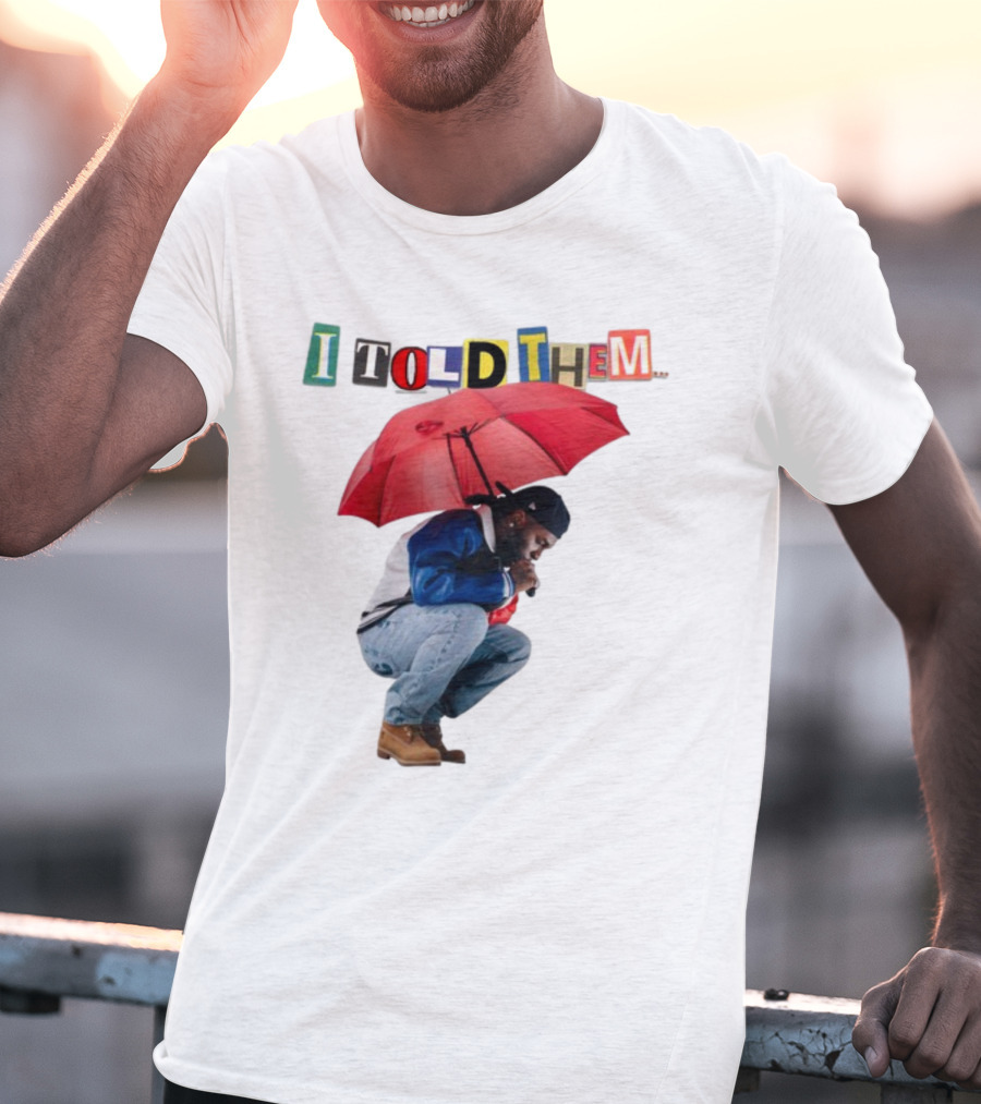 I Told Them Burna Boy Red Umbrella Crouching Pose T-Shirt