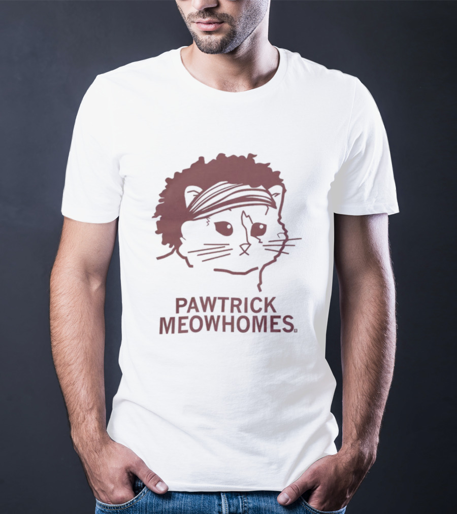 Pawtrick Meowhomes Cat With Headband And Afro T-Shirt
