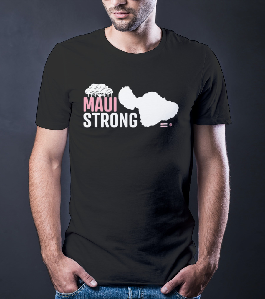 Maui Strong Relief Hawaiian Island Map With Flag T-Shirt