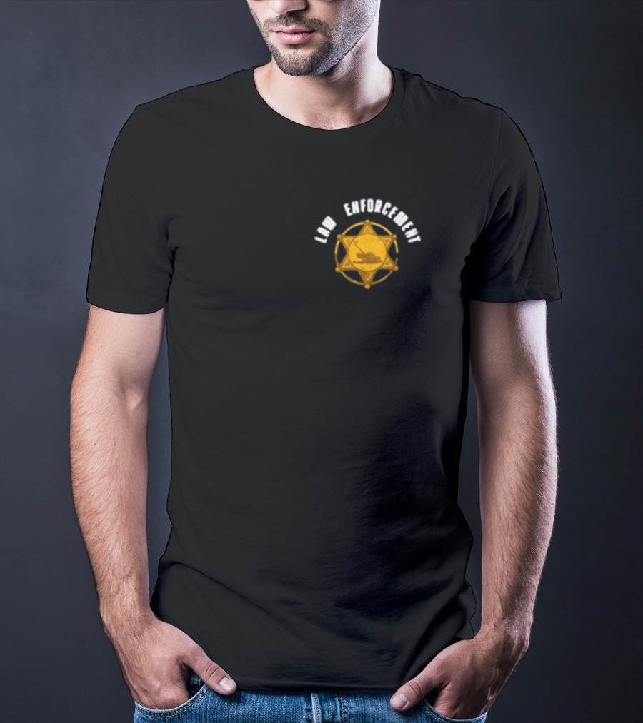 Middleclassfancy Lawn Enforcement Badge With Gold Star And Tractor T-Shirt