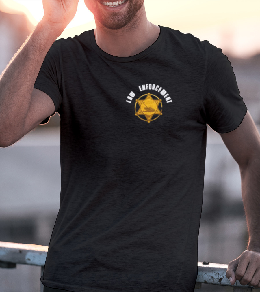 Middleclassfancy Lawn Enforcement Badge With Gold Star And Tractor T-Shirt