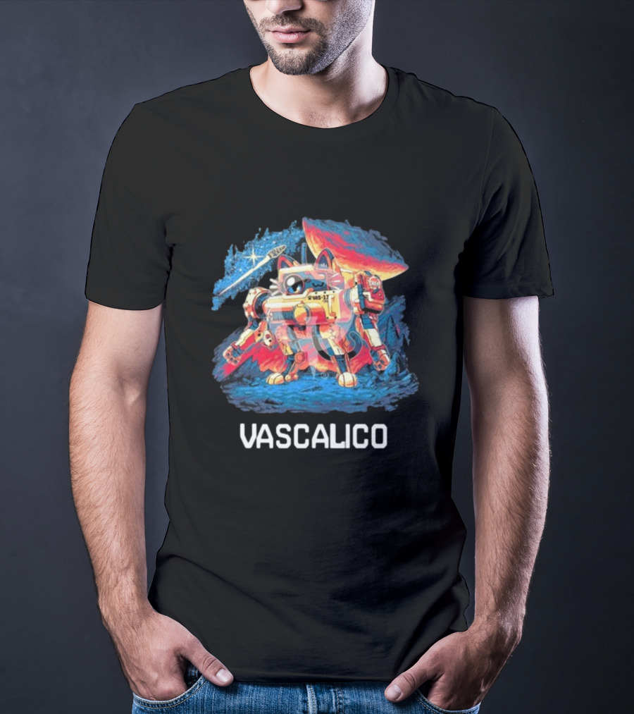 Quakecon + Dallas Pets Alive Vascalico Cat Mech In Cosmic Landscape T-Shirt