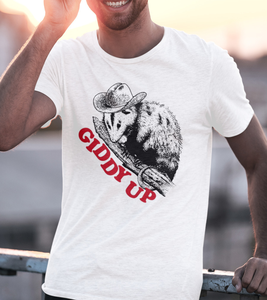 Giddy Up Cowboy Hat Opossum On Branch T-Shirt