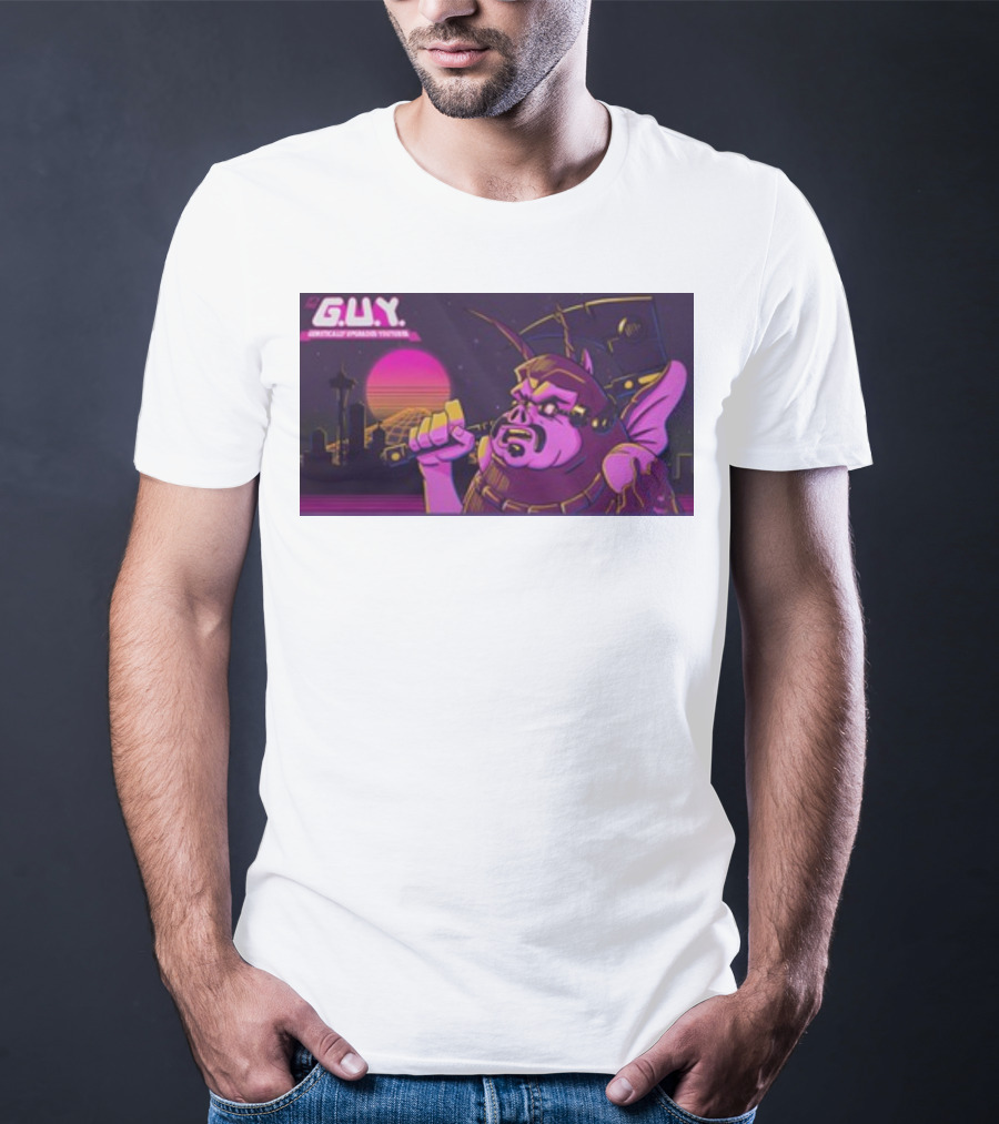 Gundamishere G.U.Y. Generically Upgraded New Retro Sci-Fi Neon T-Shirt