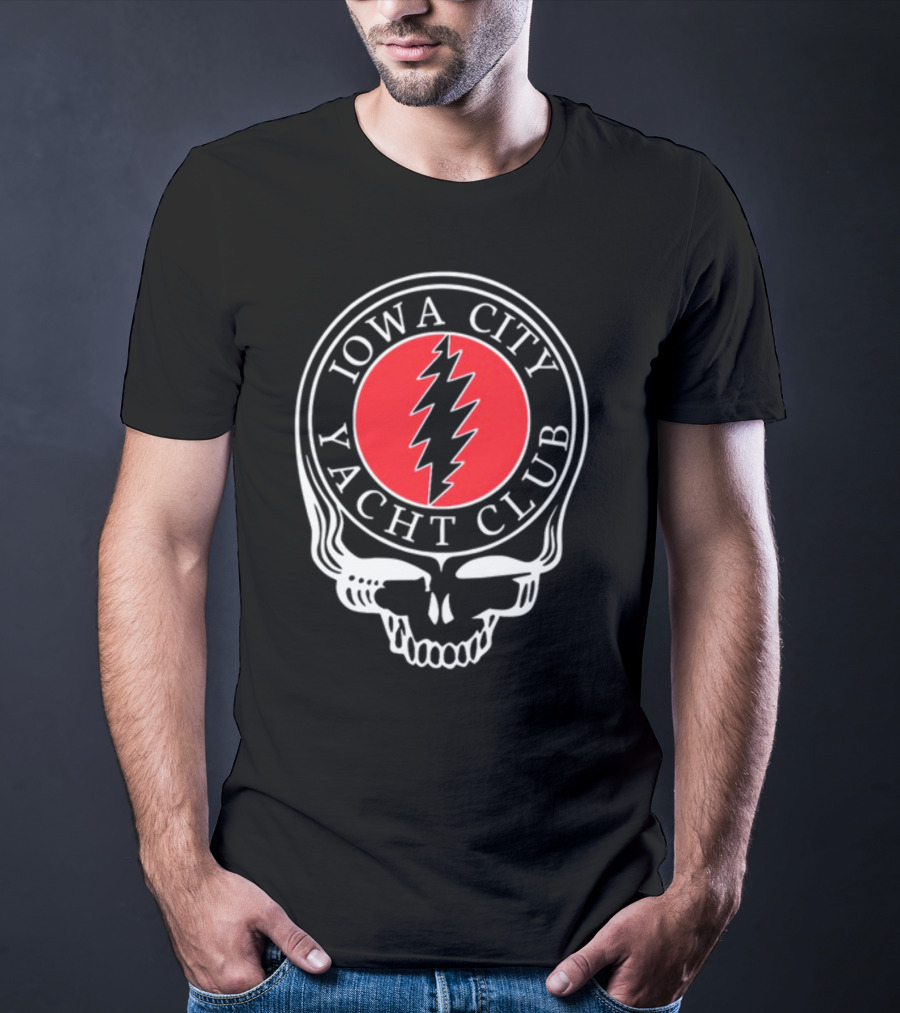 Iowa City Yacht Club Skull Steal Your Face Lightning Bolt T-Shirt