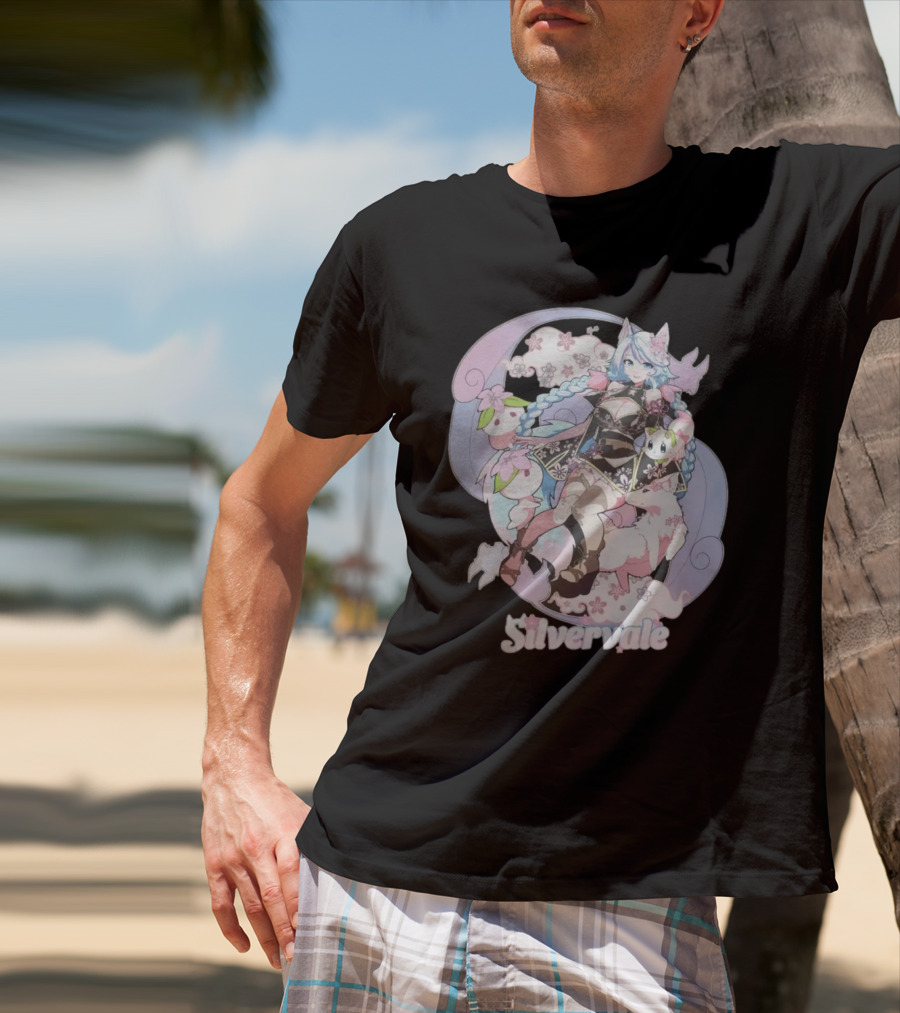 Silvervale Pastel Anime Fantasy Character With Floral Elements T-Shirt