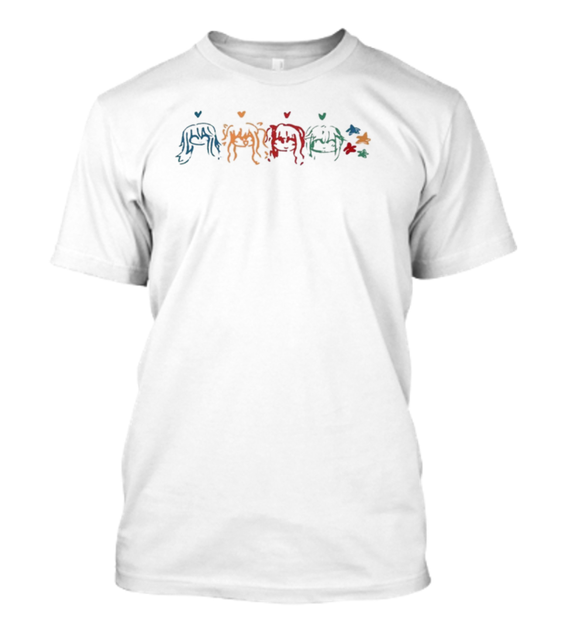 Eve Rwyeve Leo 4 Komas Smile Colorful Characters With Hearts And Stars T-Shirt