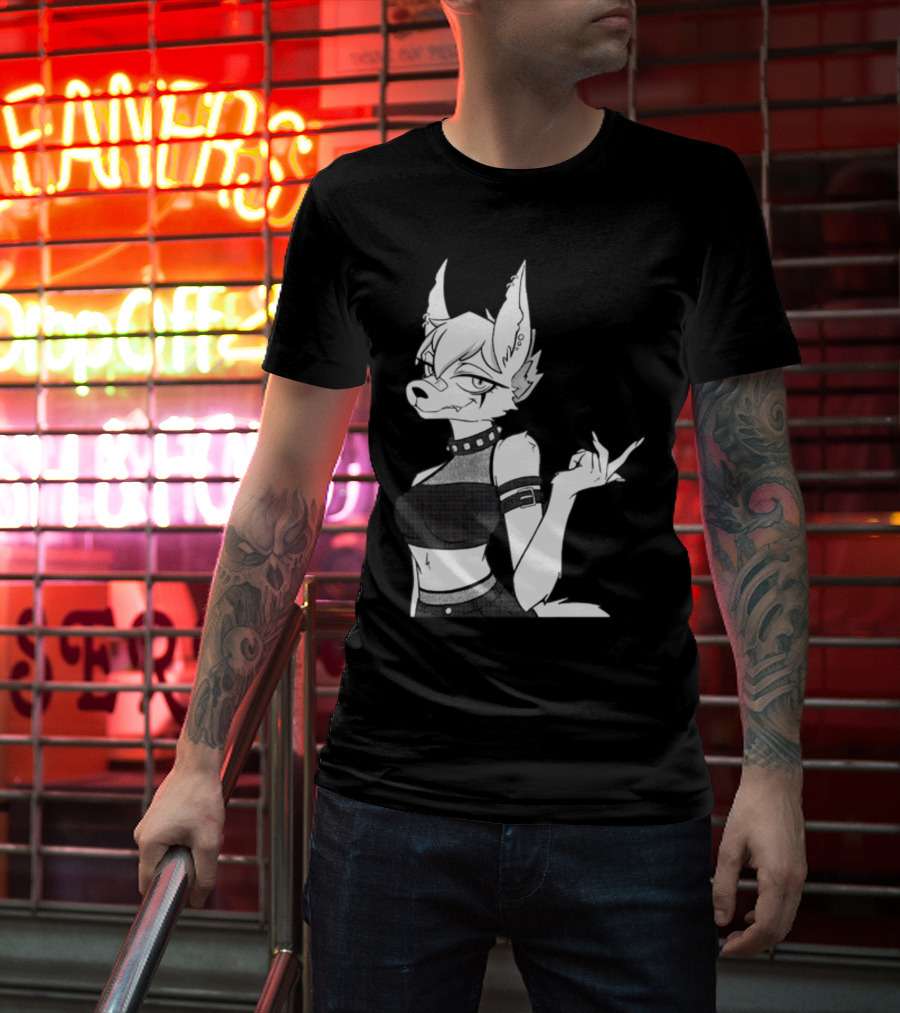 Punk Girl Jackal Attitude Aesthetic T-Shirt