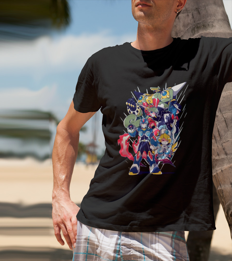 Mega Man X Armor With Maverick Bosses And Allies T-Shirt