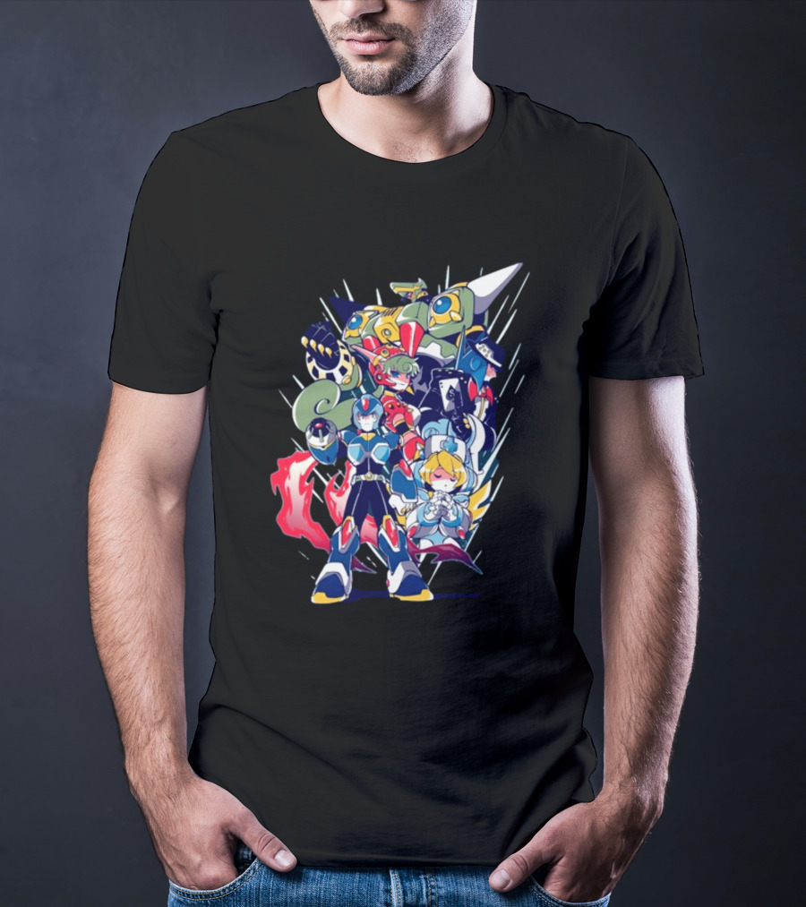 Mega Man X Armor With Maverick Bosses And Allies T-Shirt