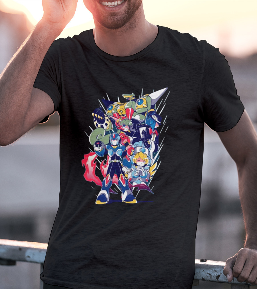 Mega Man X Armor With Maverick Bosses And Allies T-Shirt