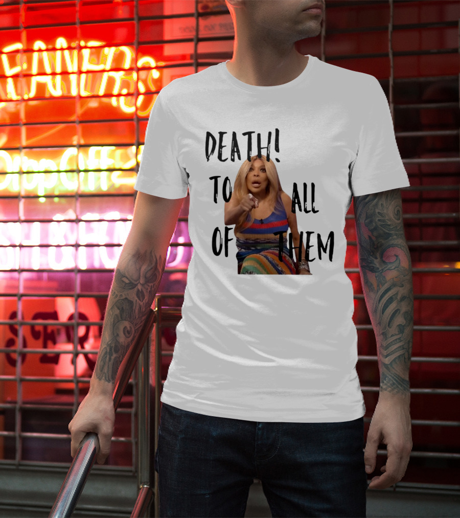 DEATH TO ALL OF THEM Pointing Woman In Colorful Dress T-Shirt