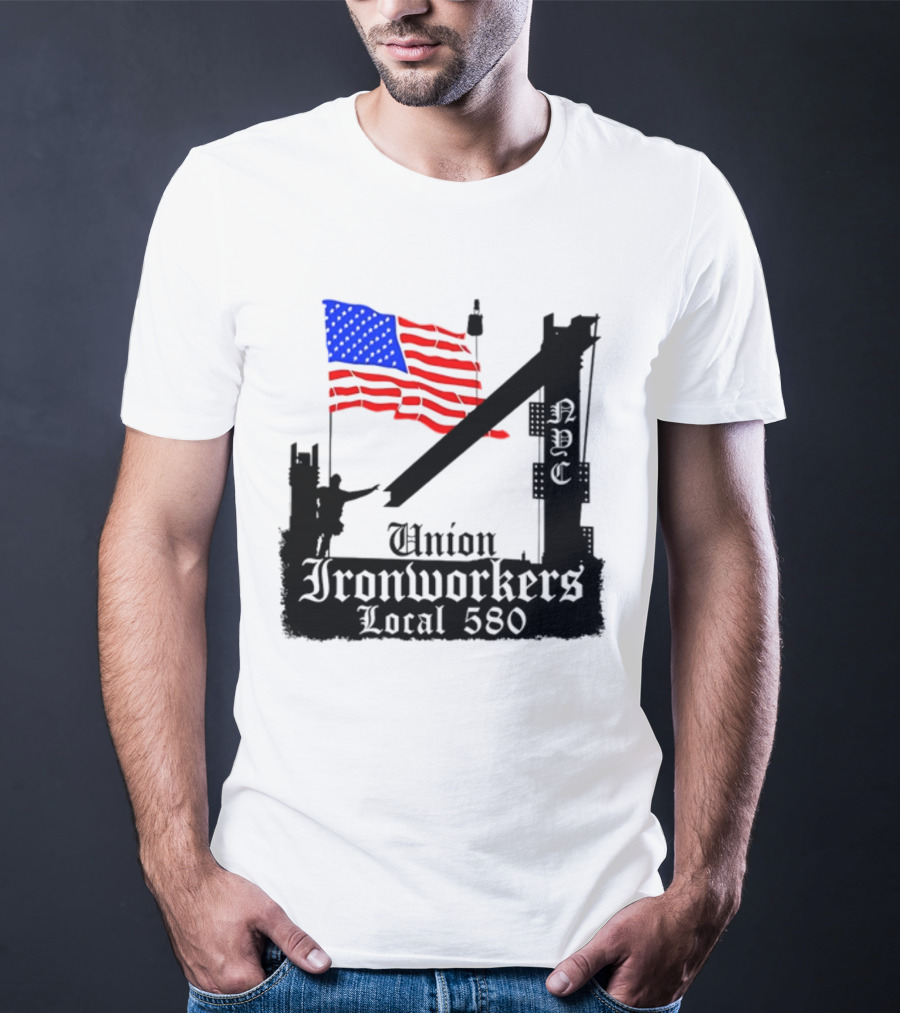 Union Ironworkers Local 580 NYC American Flag T-Shirt