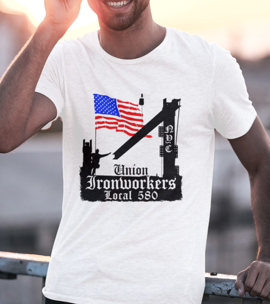 Union Ironworkers Local 580 NYC American Flag T-Shirt