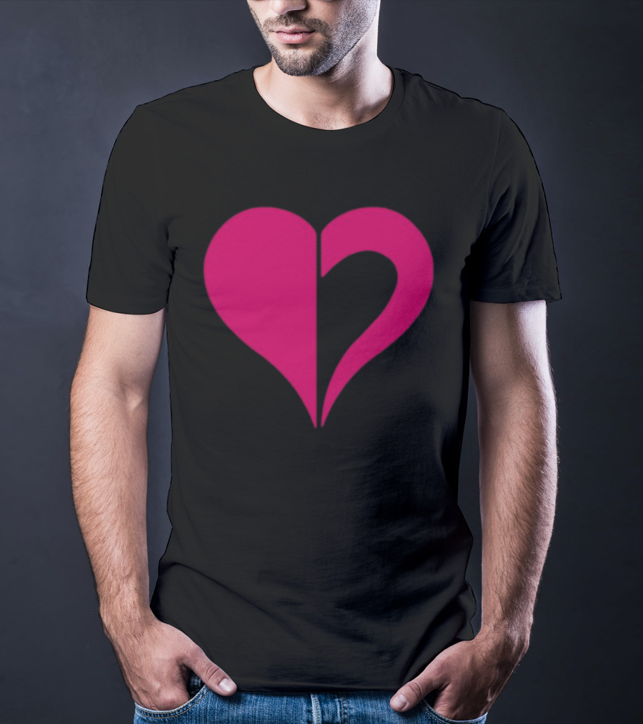 Hero Of Heart Symbol Red Half Heart Shape T-Shirt