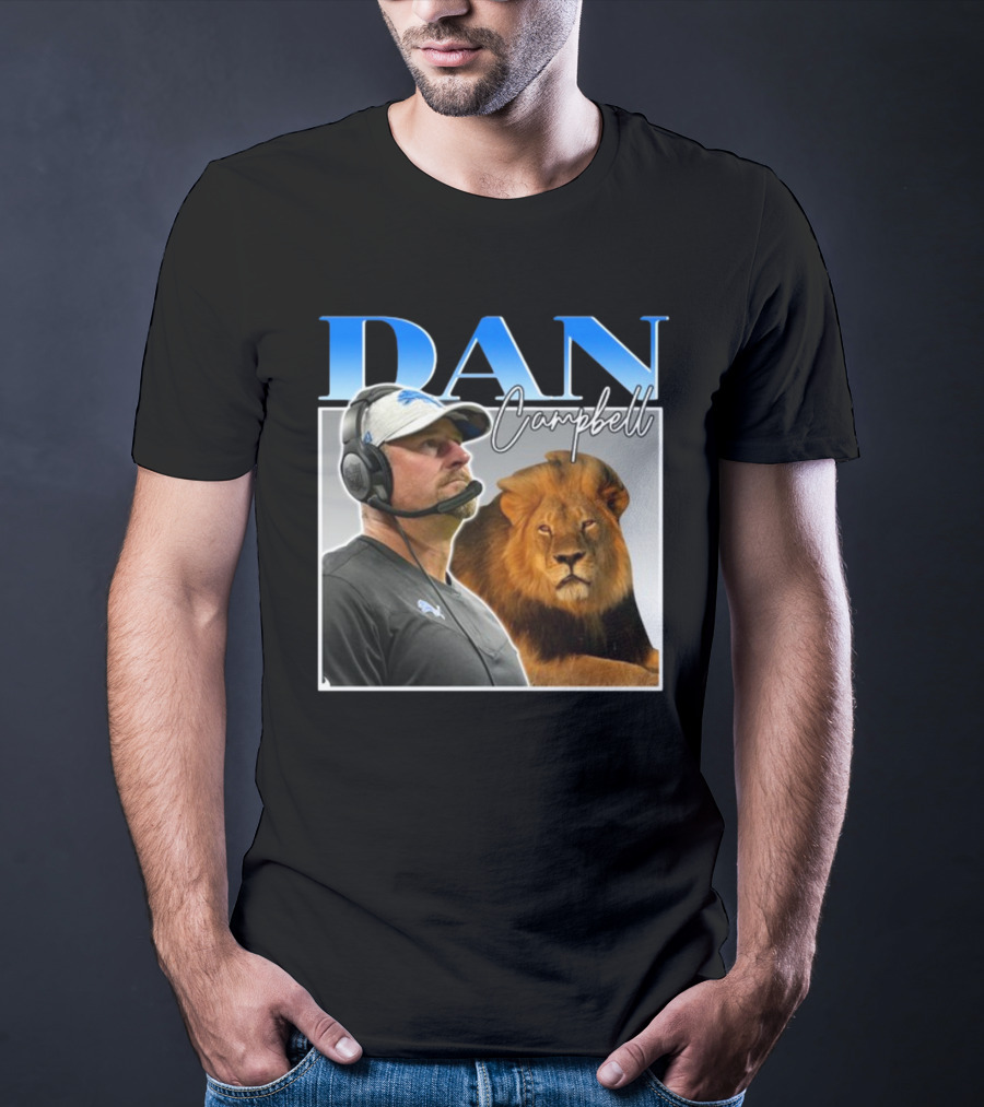 Dan Campbell Detroit Lions Coach With Lion Vintage T-Shirt