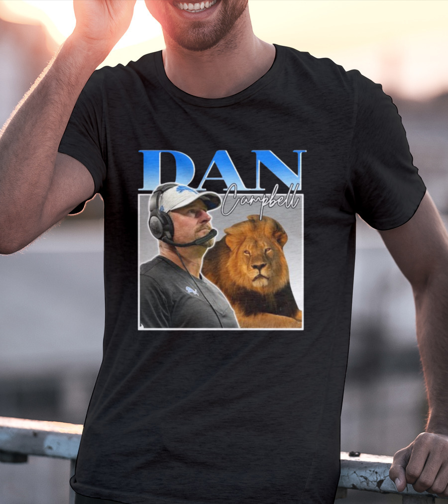 Dan Campbell Detroit Lions Coach With Lion Vintage T-Shirt