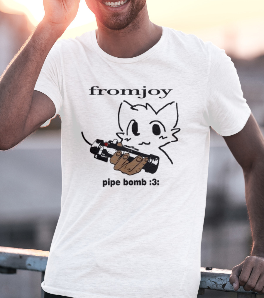 Fromjoy Pipe Bomb :3 Cat Drawing Hand Holding Bomb T-Shirt