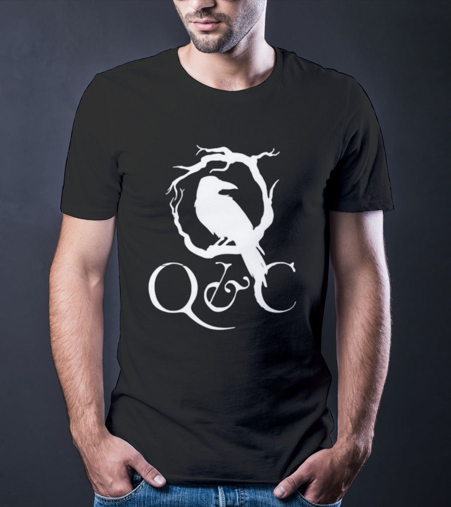 Q&C Heavyweight Bird Silhouette In Tree Branch Circle T-Shirt