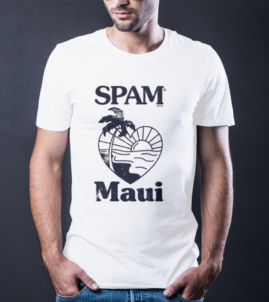 SPAM Maui Sunset Heart Palm Tree T-Shirt