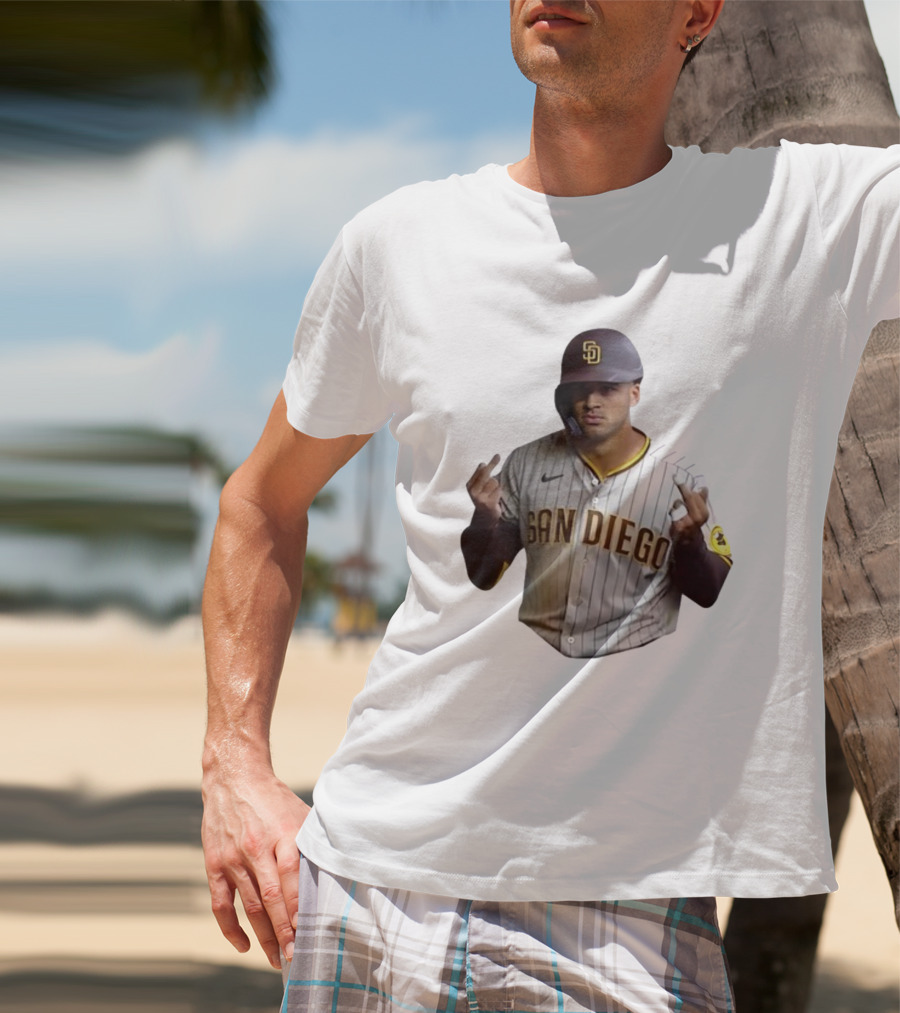 San Diego Baseball Player Gesture In Pinstripe Jersey T-Shirt