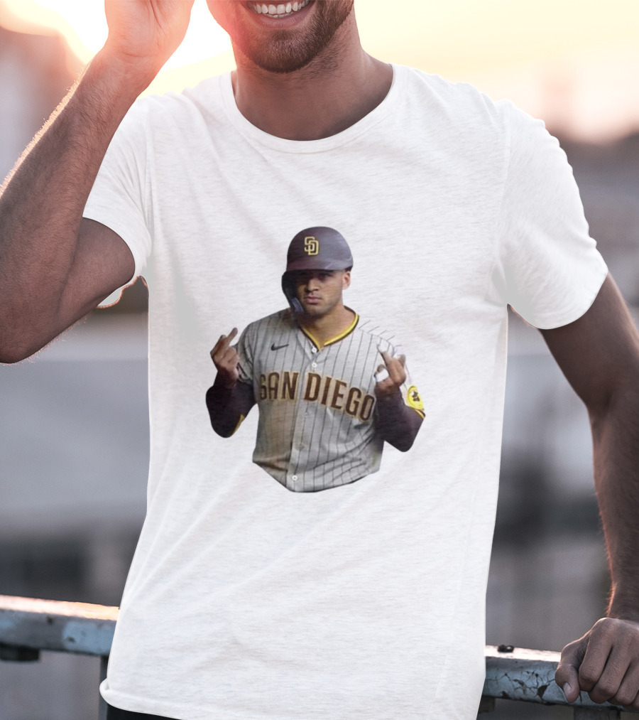 San Diego Baseball Player Gesture In Pinstripe Jersey T-Shirt