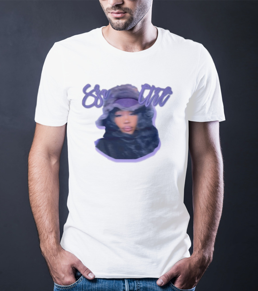 Meechy Club Sza Ctrl Portrait With Fuzzy Hood And Purple Gradient Text T-Shirt