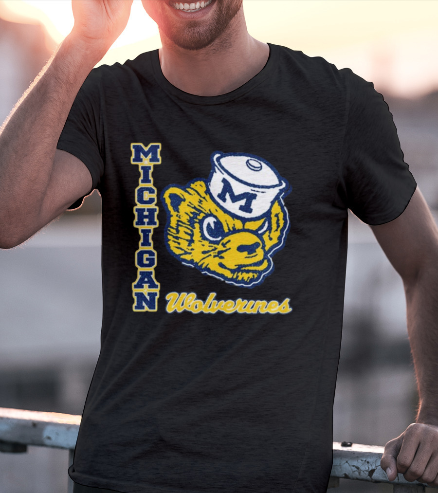 Michigan Wolverines Vintage Sailor Bear Logo '47 Phase Out Throwback Franklin T-Shirt