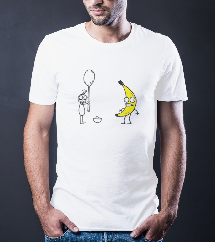 Rejected Spoon Sad Faced Banana Confrontation In Darkness T-Shirt