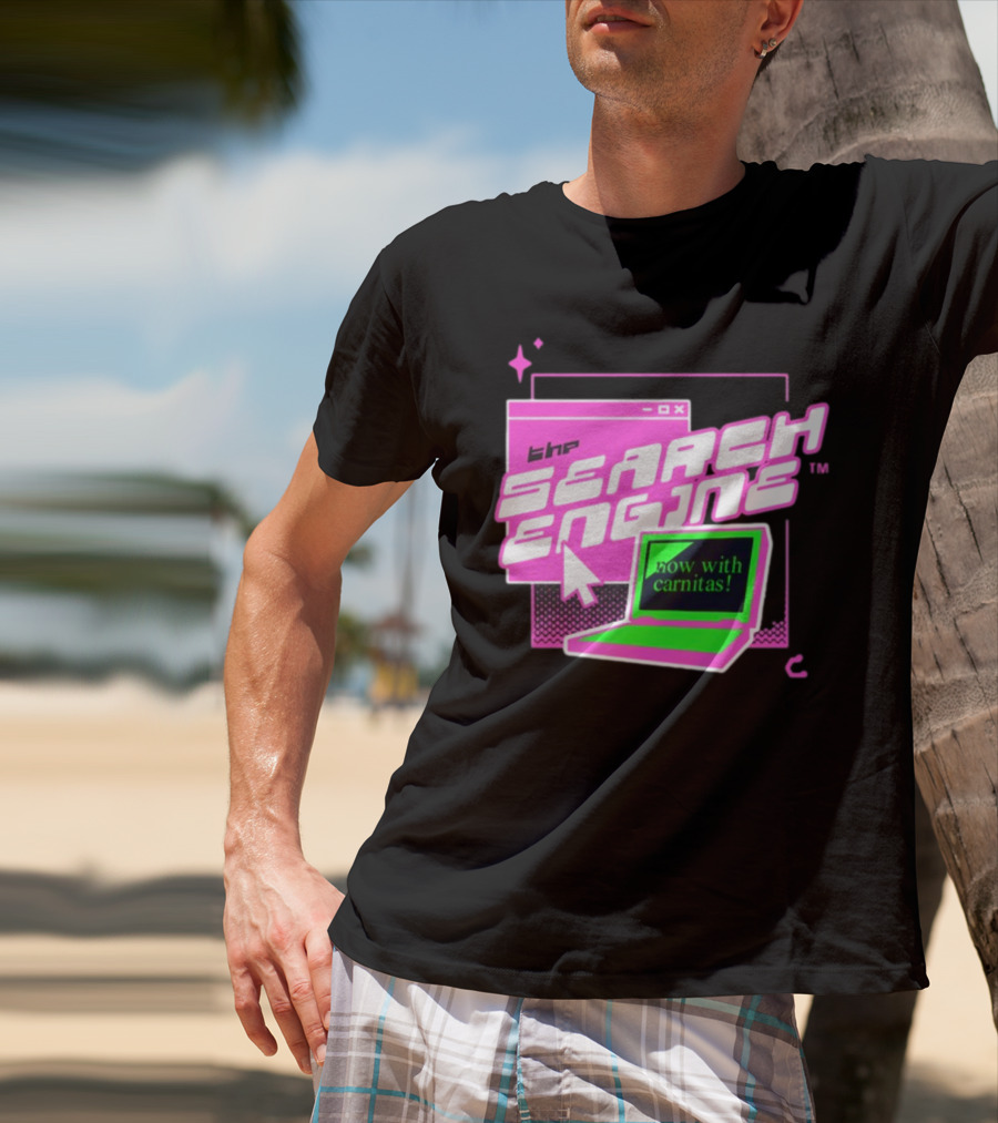 The Search Engine Now With Carnitas Neon Retro Computer Graphics T-Shirt