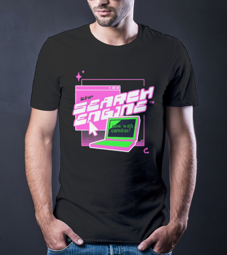 The Search Engine Now With Carnitas Neon Retro Computer Graphics T-Shirt
