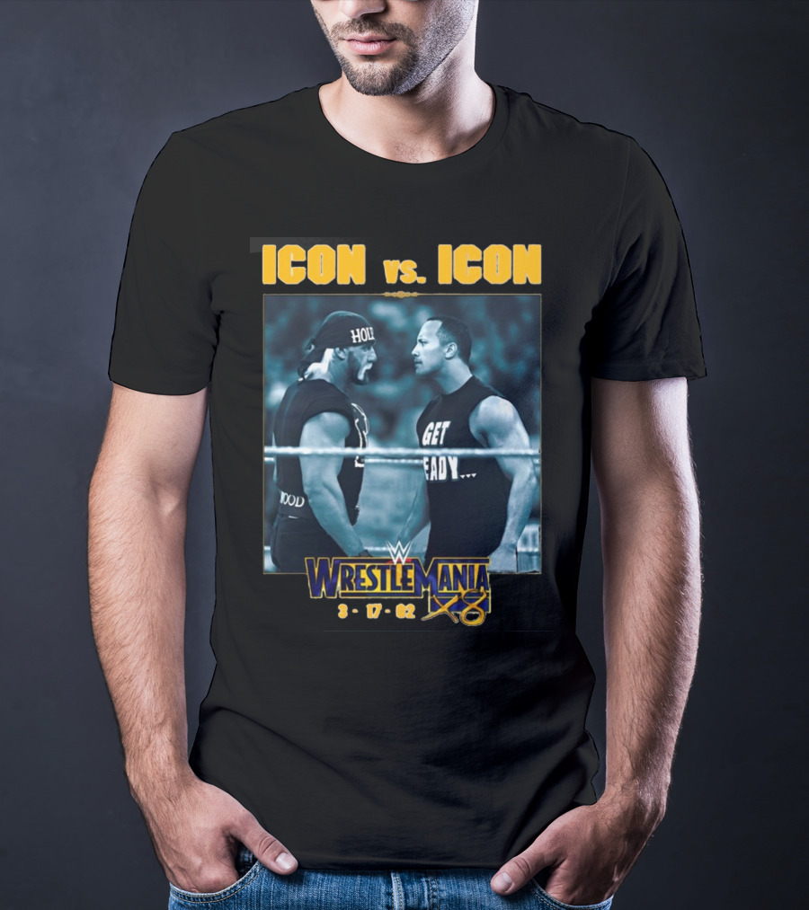 ICON Vs. ICON WrestleMania X8 The Rock Hulk Hogan 3-17-02 T-Shirt
