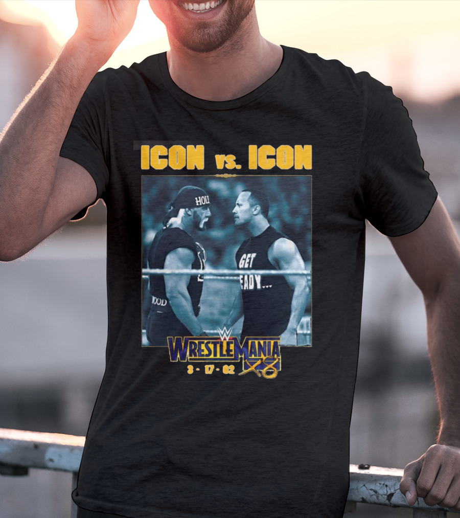 ICON Vs. ICON WrestleMania X8 The Rock Hulk Hogan 3-17-02 T-Shirt