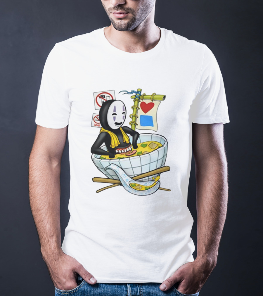 Bluetile Miso Bath Spirit Face Heart Bamboo Nobori T-Shirt