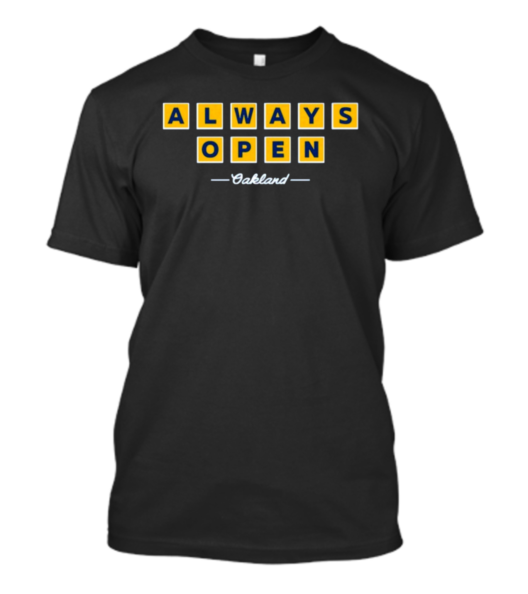 Always Open Oakland Scrabble Inspired Block Letters T-Shirt