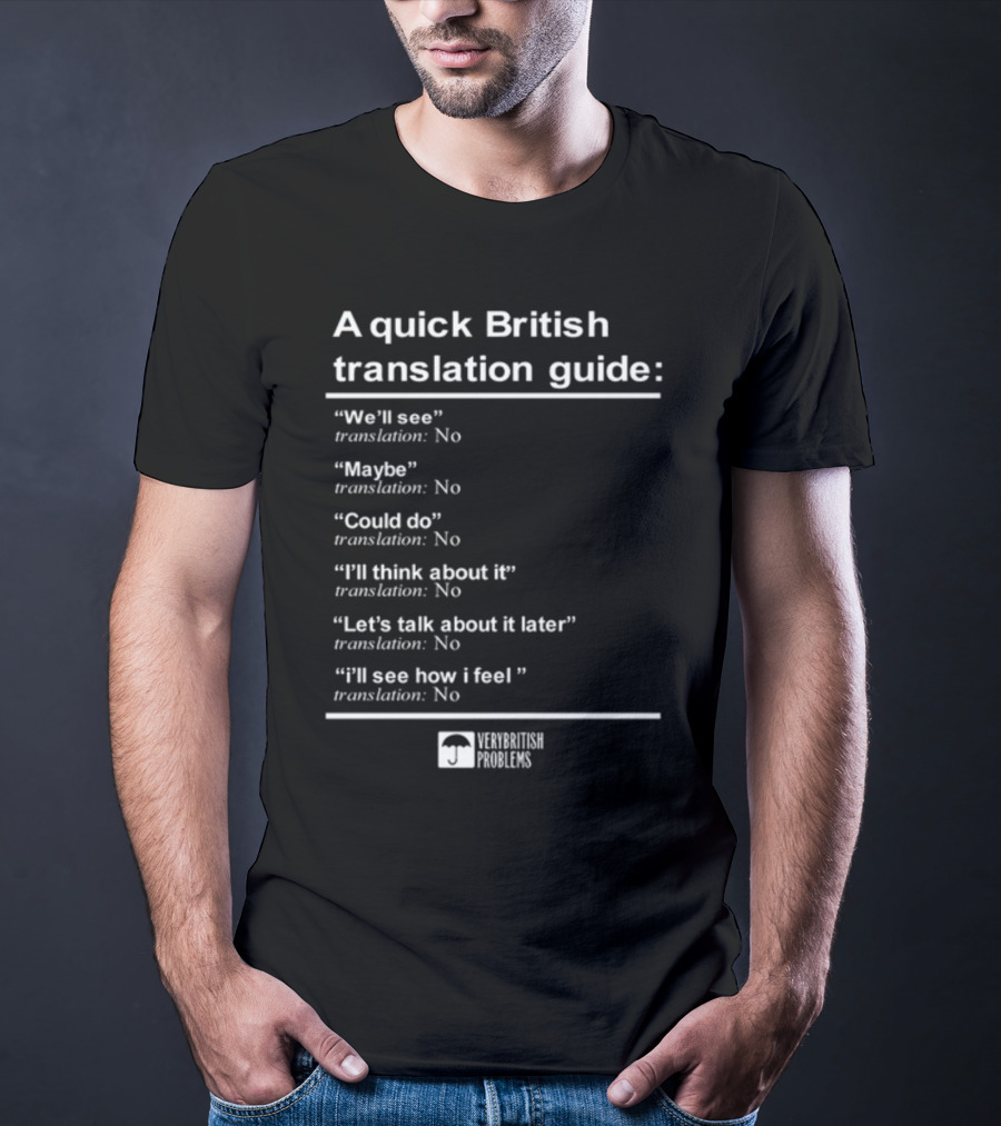 A Quick British Translation Guide: Very British Problems We'll See Maybe Translation No T-Shirt