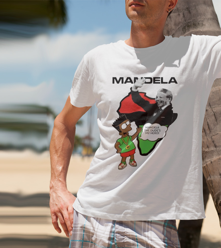 Mandela The Dude's My Hero Africa Cartoon Character T-Shirt
