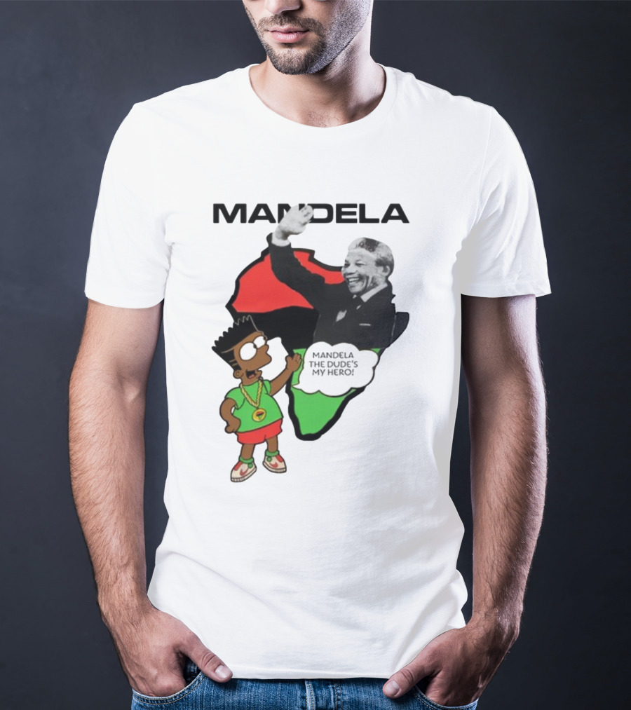 Mandela The Dude's My Hero Africa Cartoon Character T-Shirt
