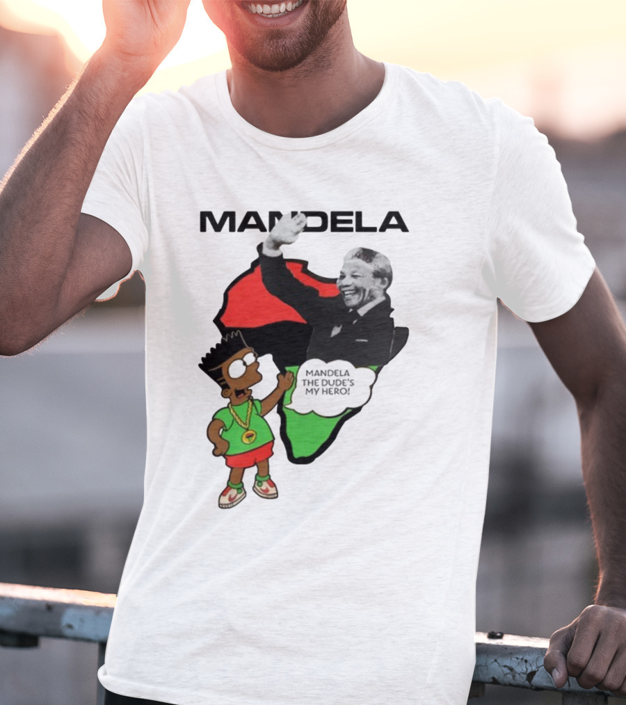 Mandela The Dude's My Hero Africa Cartoon Character T-Shirt