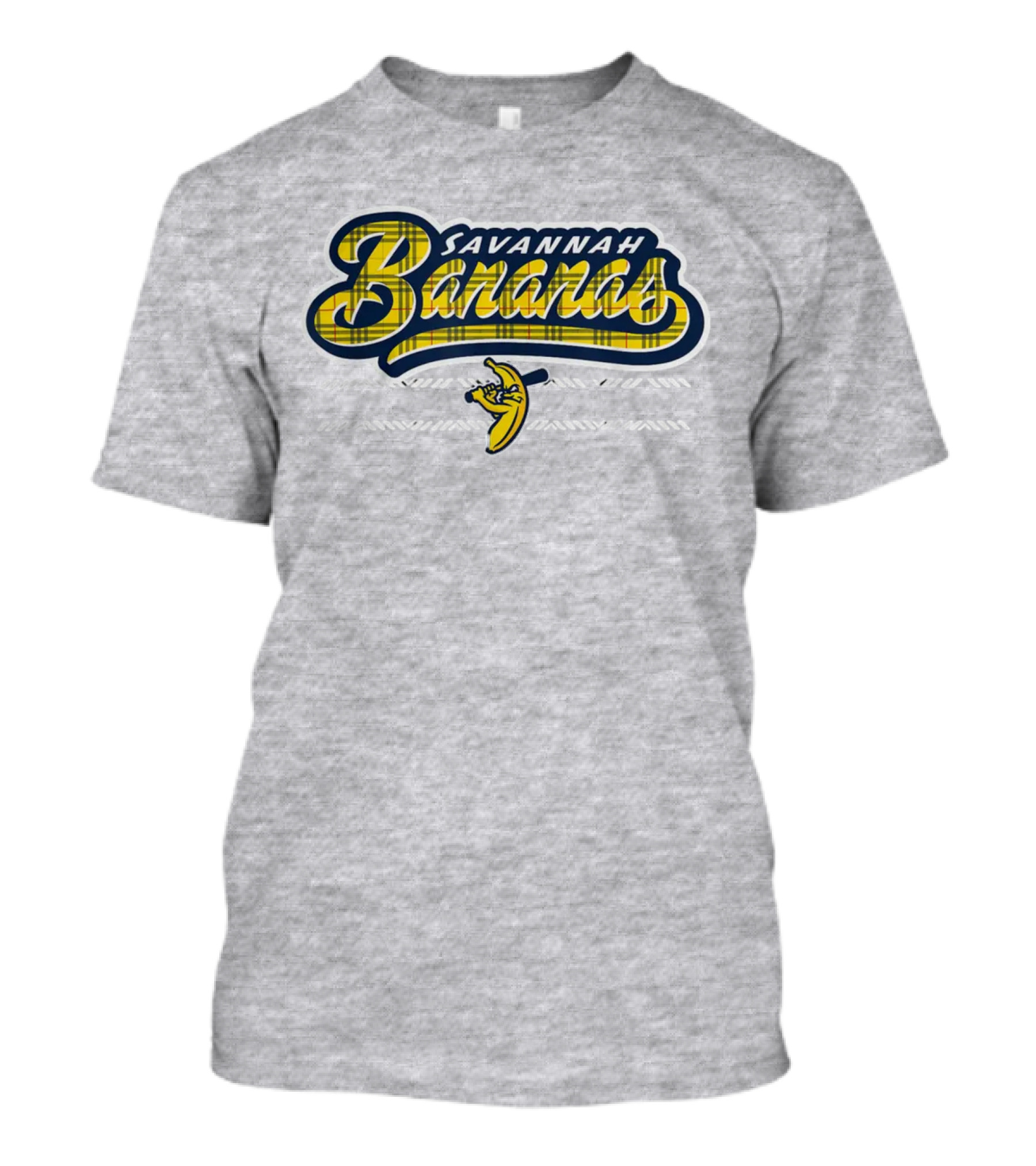 Savannah Bananas Yellow Plaid Baseball Logo Fun T-Shirt