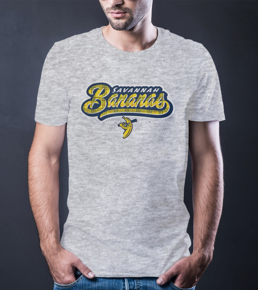 Savannah Bananas Yellow Plaid Baseball Logo Fun T-Shirt