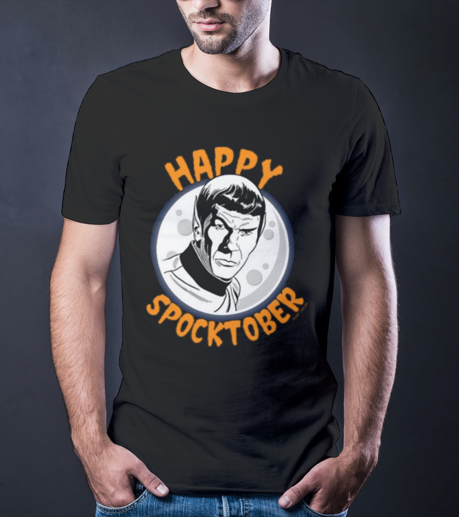 HAPPY SPOCKTOBER Moon Art Spock Vintage Style Retro Sci-Fi Character T-Shirt