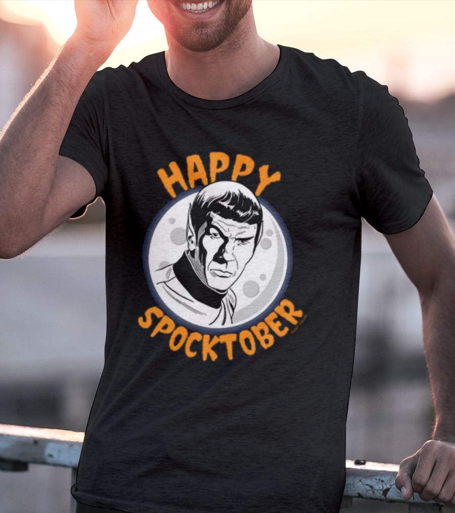HAPPY SPOCKTOBER Moon Art Spock Vintage Style Retro Sci-Fi Character T-Shirt