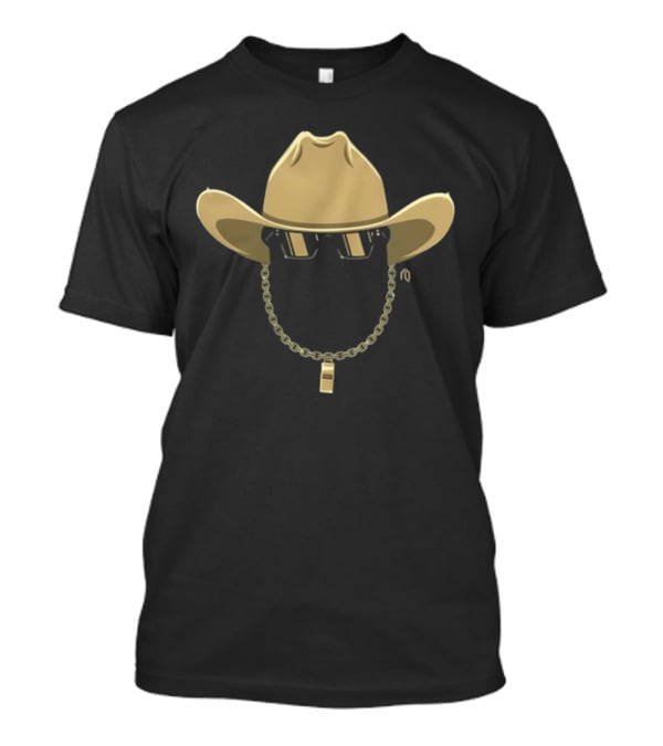 Golden Cowboy Hat Sunglasses Chain T-Shirt