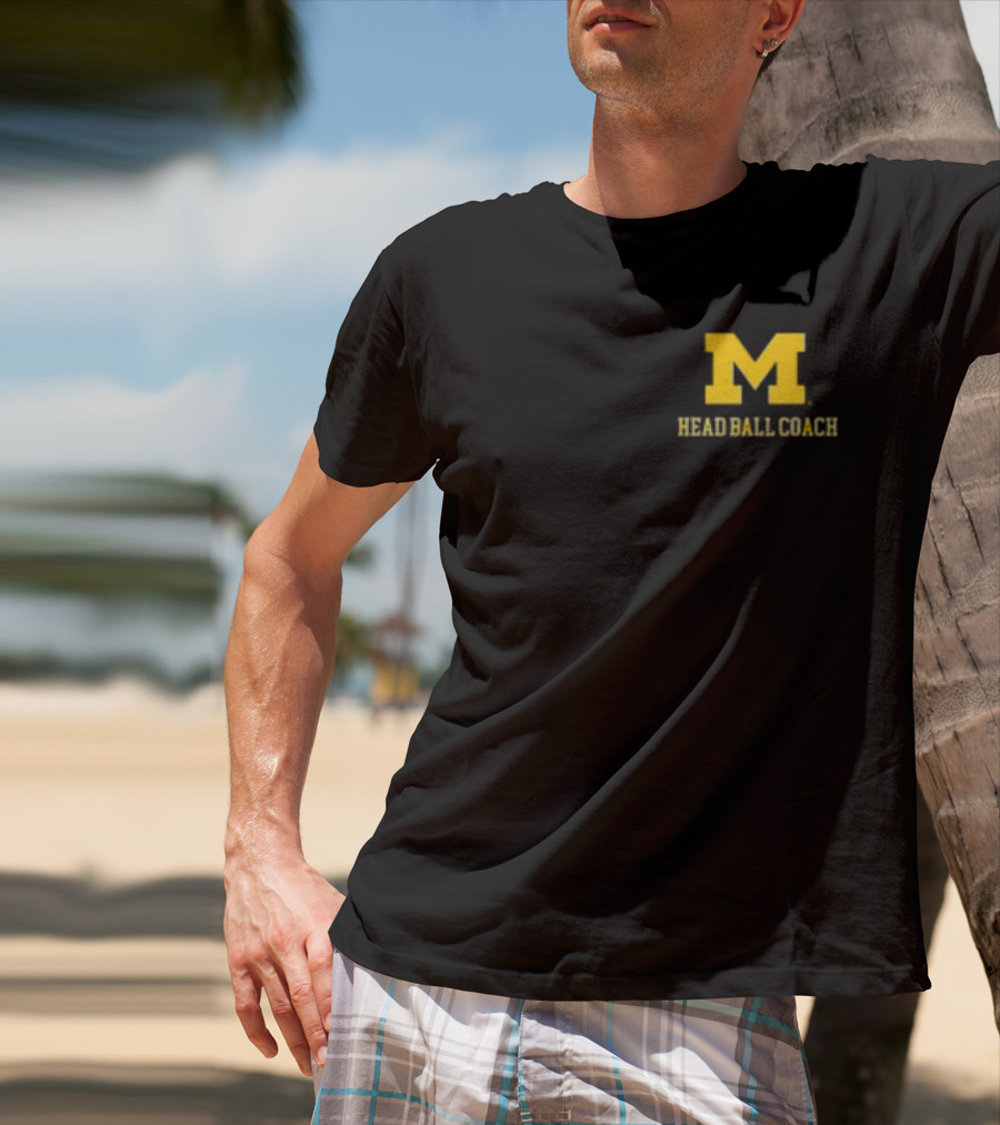 Michigan Football M Head Ball Coach Harbaugh 4 Head Ball Coach T-Shirt