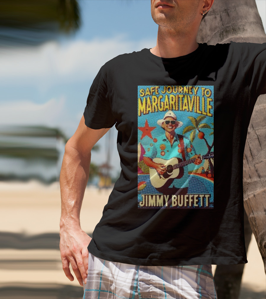 Safe Journey To Margaritaville Jimmy Buffett Tropical Guitar Fun T-Shirt