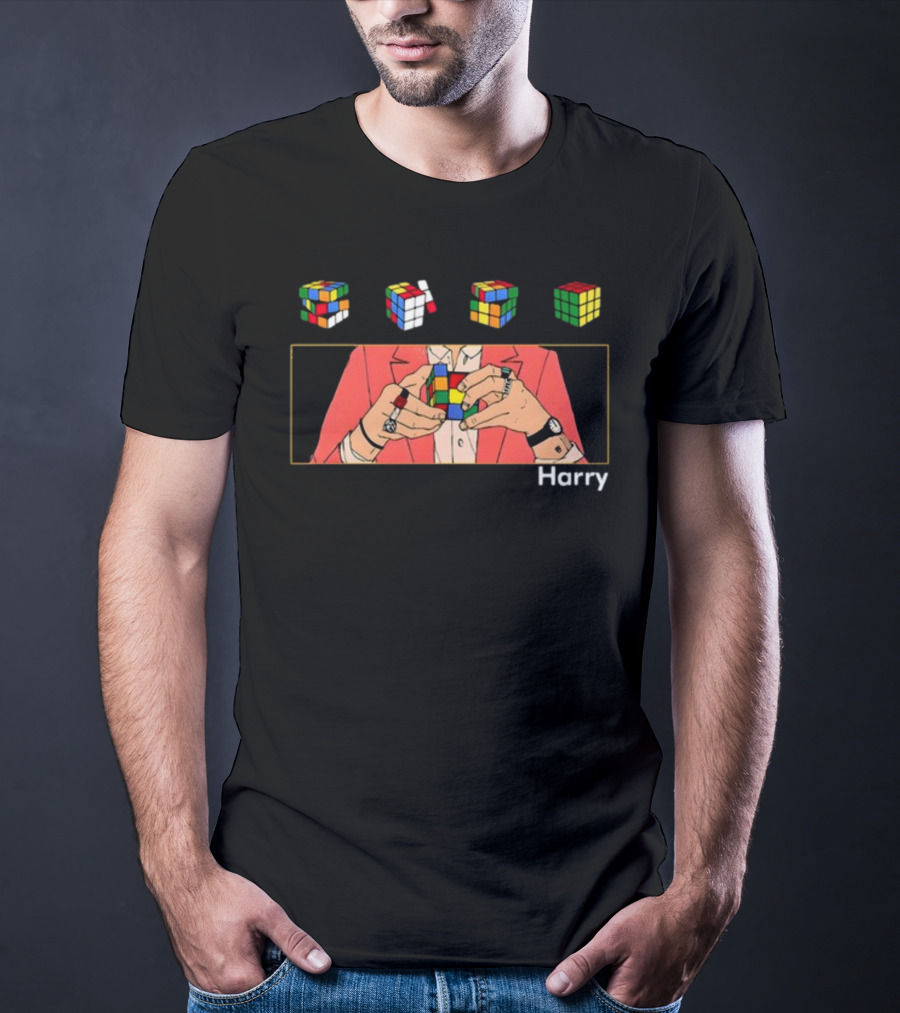 Harry Rubik's Cube Puzzle Hands Colorful Sequence T-Shirt