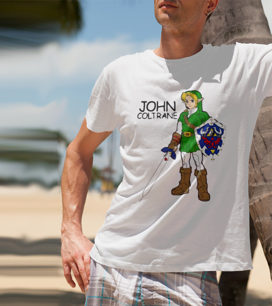 JOHN COLTRANE Lxix Apparel Zelda Inspired Character With Sword And Shield T-Shirt