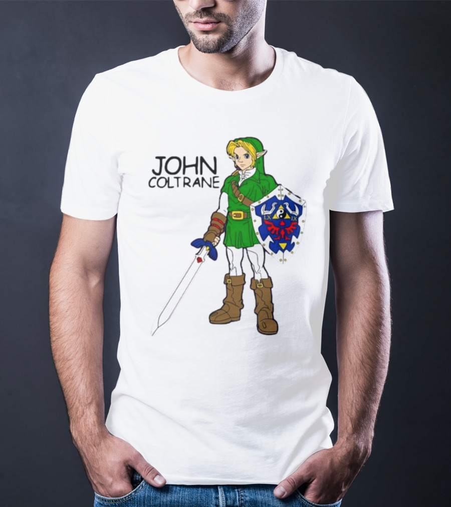 JOHN COLTRANE Lxix Apparel Zelda Inspired Character With Sword And Shield T-Shirt